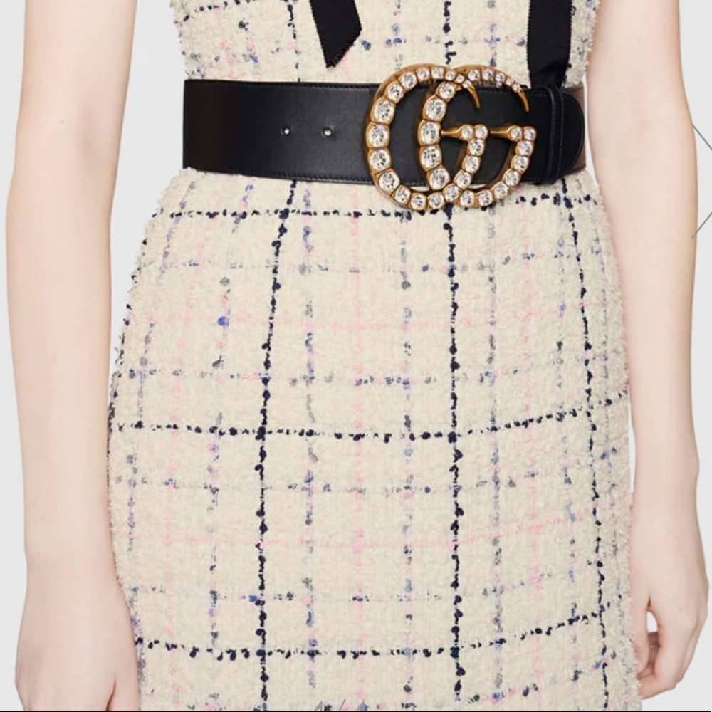 GUCCI Rhinestone Accents Leather Waist Belt - Picture 5 of 13